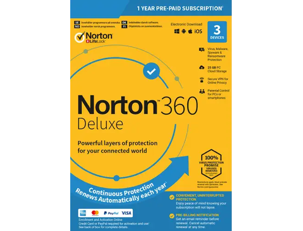 Norton 360 Deluxe – 1-Year / 3-Device – UK/Europe