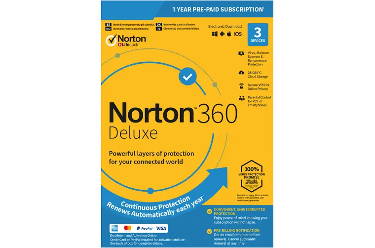 Norton 360 Deluxe – 1-Year / 3-Device – UK/Europe