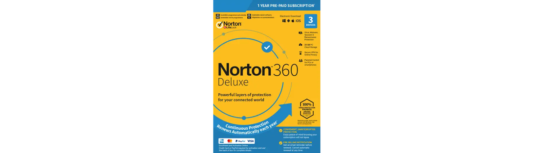 Norton 360 Deluxe – 1-Year / 3-Device – USA/Canada